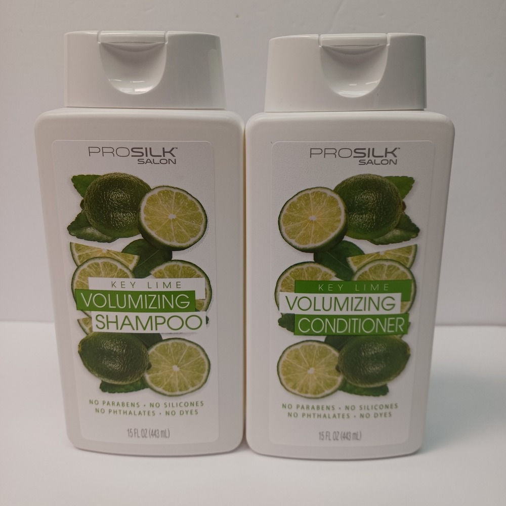 2pk PRO SILK SALON KEY LIME VOLUMIZING SHAMPOO CLARIFYING MOISTURIZING HAIR 15oz